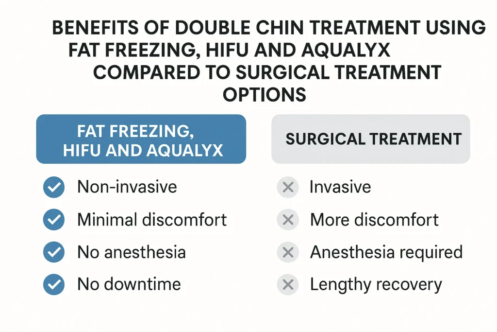 Graphic about the benefits of double chin treatment Newmarket - from LA LIPO