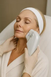 Woman receiving HIFU non surgical facelift treatment Newmarket