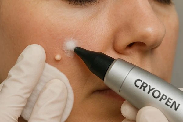 Woman receiving milia removal treatment Newmarket