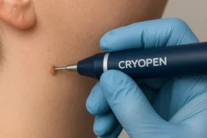 Person receiving skin tag removal Newmarket
